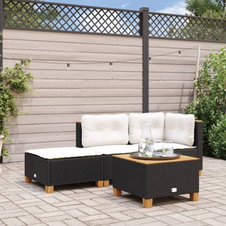 Taburete de jardín y cojín ratán sintético negro 63,5x56x32 cm de , Otomanas de exterior - Ref: Foro24-365911, Precio: 60,35 ...