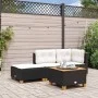 Gartenhocker und Kissen aus schwarzem synthetischem Rattan 63,5x56x32 cm. von , Hocker für den Außenbereich - Ref: Foro24-365...