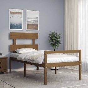 Estructura de cama individual con cabecero madera 