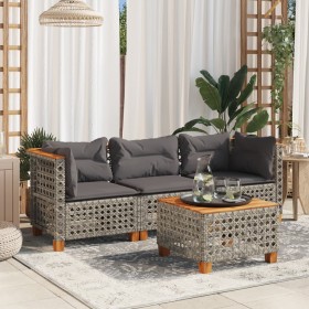 3-seater garden sofa with grey synthetic rattan cushions by , Outdoor sofas - Ref: Foro24-365939, Price: 275,60 €, Discount: %