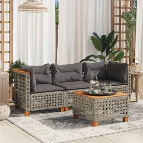 Dreisitziges Gartensofa mit grauen Kissen aus synthetischem Rattan. von , Outdoor-Sofas - Ref: Foro24-365939, Preis: 269,89 €...