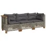 3-seater garden sofa with grey synthetic rattan cushions by , Outdoor sofas - Ref: Foro24-365939, Price: 269,89 €, Discount: %