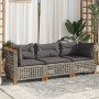 Sofá de jardín de 3 plazas con cojines ratán sintético gris de , Sofás de exterior - Ref: Foro24-365939, Precio: 275,60 €, De...