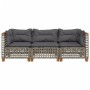 3-seater garden sofa with grey synthetic rattan cushions by , Outdoor sofas - Ref: Foro24-365939, Price: 276,11 €, Discount: %