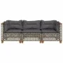 3-seater garden sofa with grey synthetic rattan cushions by , Outdoor sofas - Ref: Foro24-365939, Price: 269,89 €, Discount: %