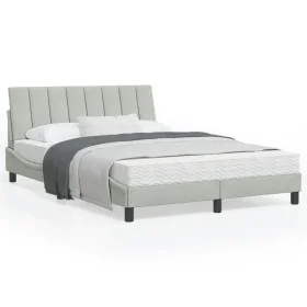 Bed frame with light gray velvet headboard 140x190cm by , Beds and slatted bases - Ref: Foro24-3207849, Price: 186,70 €, Disc...