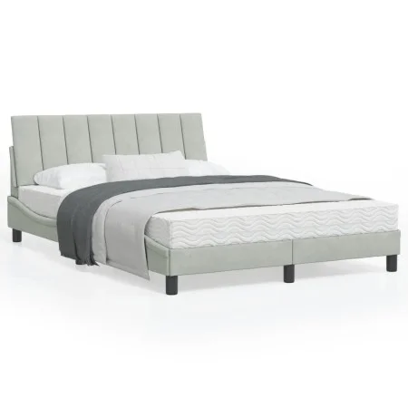Estructura de cama con cabecero terciopelo gris claro 140x190cm de , Camas y somieres - Ref: Foro24-3207849, Precio: 187,93 €...