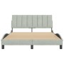 Bed frame with light gray velvet headboard 140x190cm by , Beds and slatted bases - Ref: Foro24-3207849, Price: 190,87 €, Disc...
