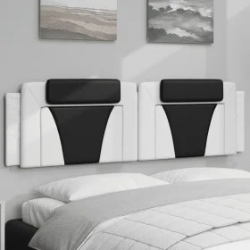 Padded headboard in white and black synthetic leather, 180 cm. by , Headboards and footboards - Ref: Foro24-374810, Price: 69...