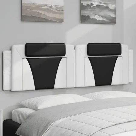 Gepolstertes Kopfteil aus weißem und schwarzem Kunstleder, 180 cm. von , Kopf- und Fußteile - Ref: Foro24-374810, Preis: 69,4...