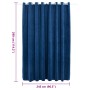 Cortina opaca y anillas metal terciopelo azul oscuro 290x245 cm