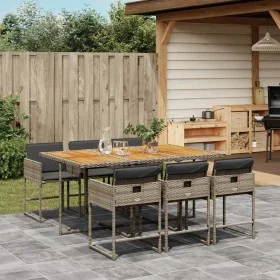 Garden dining set 7 pieces and gray synthetic rattan cushions by , Garden sets - Ref: Foro24-3278041, Price: 552,57 €, Discou...