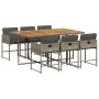 Garten-Essgruppe, 7-teilig, mit grauen Polstern aus synthetischem Rattan von , Gartensets - Ref: Foro24-3278041, Preis: 524,4...