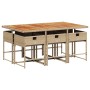 Set comedor de jardín 7 pzas con cojines ratán sintético beige de , Conjuntos de jardín - Ref: Foro24-3278043, Precio: 423,69...