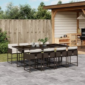 Garden dining set 9 pieces with brown synthetic rattan cushions by , Garden sets - Ref: Foro24-3278048, Price: 537,34 €, Disc...