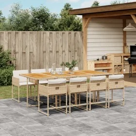 Garden dining set 9 pieces with beige synthetic rattan cushions by , Garden sets - Ref: Foro24-3278055, Price: 735,95 €, Disc...