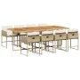 Set comedor de jardín 9 pzas con cojines ratán sintético beige de , Conjuntos de jardín - Ref: Foro24-3278055, Precio: 698,45...