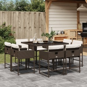 Garden dining set 9 pieces with brown synthetic rattan cushions by , Garden sets - Ref: Foro24-3278144, Price: 424,60 €, Disc...