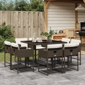 Garden dining set 9 pieces with brown synthetic rattan cushions by , Garden sets - Ref: Foro24-3278144, Price: 554,10 €, Disc...