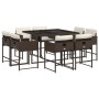 Set comedor para jardín 9 pzas y cojines ratán sintético marrón de , Conjuntos de jardín - Ref: Foro24-3278144, Precio: 424,6...