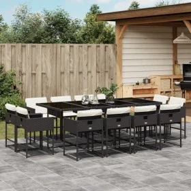 Garden dining set with 13-piece black synthetic rattan cushions by , Garden sets - Ref: Foro24-3278165, Price: 927,68 €, Disc...