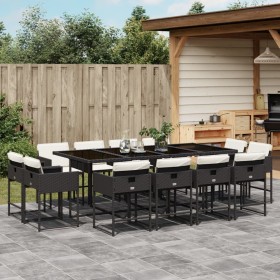 Set comedor de jardín con cojines 13 pzas ratán sintético negro de , Conjuntos de jardín - Ref: Foro24-3278165, Precio: 710,7...