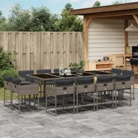 Garden dining set with 13-piece synthetic rattan gray cushions. by , Garden sets - Ref: Foro24-3278167, Price: 952,28 €, Disc...