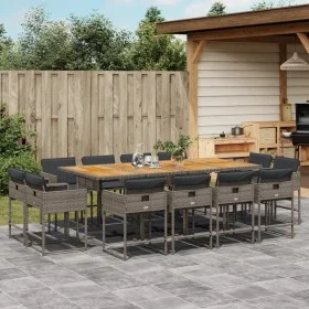 Garten-Essgruppe mit 13-teiligen Kissen aus grauem synthetischem Rattan. von , Gartensets - Ref: Foro24-3278173, Preis: 989,7...