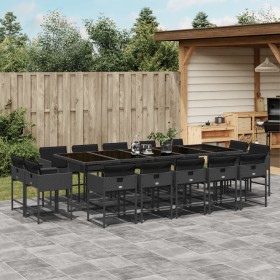 Garten-Essgruppe mit 15-teiligen Kissen aus schwarzem Kunststoff-Rattan. von , Gartensets - Ref: Foro24-3278178, Preis: 828,6...