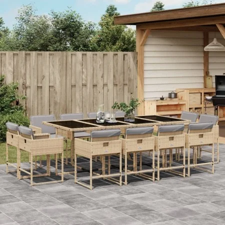 Garten-Essgruppe mit 13-teiligen Kissen aus synthetischem Rattan in Beige. von , Gartensets - Ref: Foro24-3278171, Preis: 830...