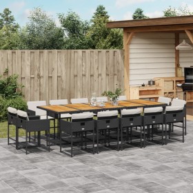 Set comedor de jardín con cojines 15 pzas ratán sintético negro de , Conjuntos de jardín - Ref: Foro24-3278186, Precio: 859,6...