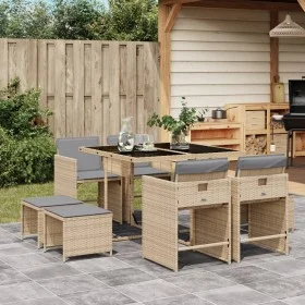 Garden dining set 9 pieces with beige synthetic rattan cushions by , Garden sets - Ref: Foro24-3277907, Price: 459,64 €, Disc...
