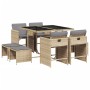 Garden dining set 9 pieces with beige synthetic rattan cushions by , Garden sets - Ref: Foro24-3277907, Price: 364,75 €, Disc...