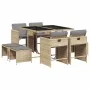Garten-Essgruppe 9-teilig mit Kissen aus synthetischem Rattan in Beige. von , Gartensets - Ref: Foro24-3277907, Preis: 459,64...