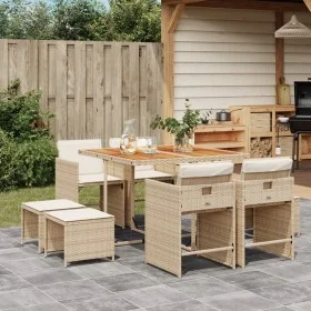 Garden dining set 9 pieces with beige synthetic rattan cushions by , Garden sets - Ref: Foro24-3277911, Price: 469,86 €, Disc...