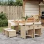 Set comedor de jardín 9 pzas con cojines ratán sintético beige de , Conjuntos de jardín - Ref: Foro24-3277911, Precio: 469,86...