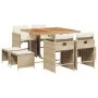 Set comedor de jardín 9 pzas con cojines ratán sintético beige de , Conjuntos de jardín - Ref: Foro24-3277911, Precio: 469,86...