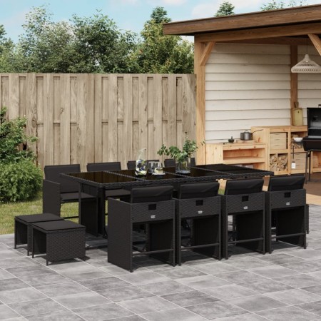 Garten-Essgruppe mit 13-teiligen Kissen aus schwarzem Kunststoff-Rattan. von , Gartensets - Ref: Foro24-3277926, Preis: 704,5...