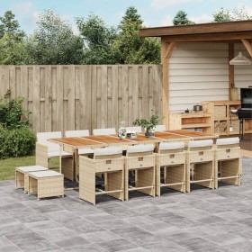 Garden dining set with 15-piece synthetic rattan beige cushions by , Garden sets - Ref: Foro24-3277947, Price: 853,59 €, Disc...