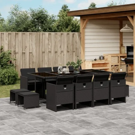 Garden dining set with 13-piece black synthetic rattan cushions by , Garden sets - Ref: Foro24-3277746, Price: 894,20 €, Disc...
