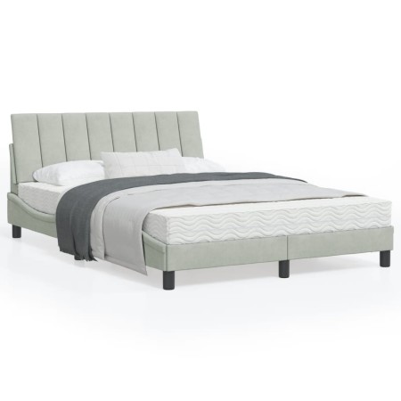 Bed with light gray velvet mattress 120x200 cm by , Beds and slatted bases - Ref: Foro24-3208586, Price: 346,91 €, Discount: %