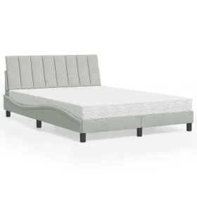 Bed with light gray velvet mattress 140x190 cm by , Beds and slatted bases - Ref: Foro24-3208592, Price: 390,64 €, Discount: %