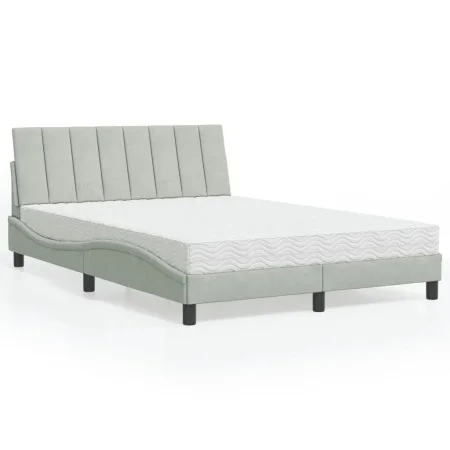 Cama con colchón terciopelo gris claro 140x190 cm de , Camas y somieres - Ref: Foro24-3208592, Precio: 390,54 €, Descuento: %