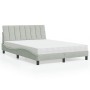 Cama con colchón terciopelo gris claro 140x190 cm