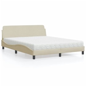 Bett mit cremefarbenem Stoffmatratze 160x200 cm von , Betten und Lattenroste - Ref: Foro24-3208429, Preis: 383,09 €, Rabatt: %