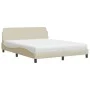 Bed with cream-colored fabric mattress 160x200 cm by , Beds and slatted bases - Ref: Foro24-3208429, Price: 331,27 €, Discoun...