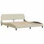 Bed with cream-colored fabric mattress 160x200 cm by , Beds and slatted bases - Ref: Foro24-3208429, Price: 331,27 €, Discoun...