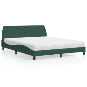 Cama con colchón terciopelo verde oscuro 160x200 cm de , Camas y somieres - Ref: Foro24-3208434, Precio: 330,90 €, Descuento: %