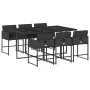 Set de comedor de jardín 7 pzas y cojines ratán sintético negro de , Conjuntos de jardín - Ref: Foro24-3278034, Precio: 440,2...