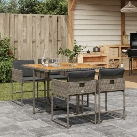 Garten-Essgruppe, 5-teilig, mit grauen Polstern aus synthetischem Rattan von , Gartensets - Ref: Foro24-3278029, Preis: 369,2...